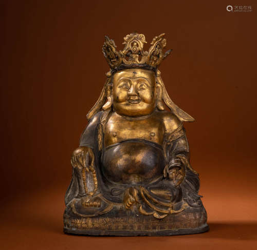 Ming Dynasty Gilt Bronze Official Cap Maitreya