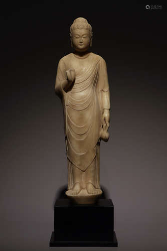 Tang Dynasty White Marble Standing Buddha Statue