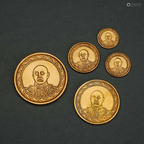 Five gold coins during the period of the Republic of China