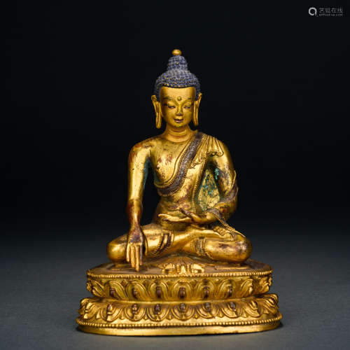 A Gilt Bronze Shakyamuni Buddha, Ming Dynasty