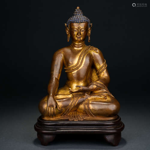 A Gilt Bronze Shakyamuni Buddha, Ming Dynasty