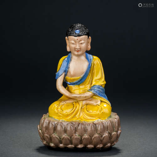 A Seated Enamel Sakyamuni Buddha, Qing Dynasty