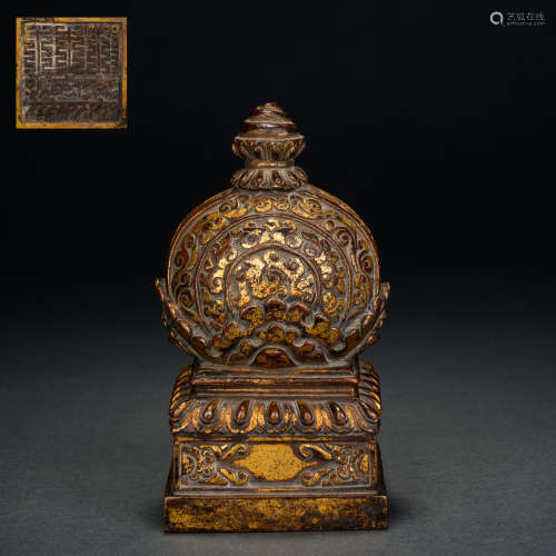 A Gilt Bronze Buddhist Ornament, Qing Dynasty