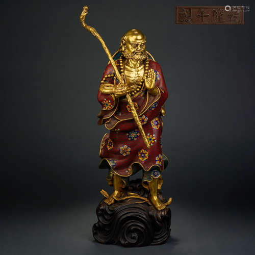 Qing Dynasty Cloisonne Bodhidharma Statue