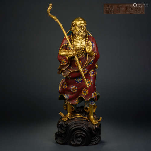 Qing Dynasty Cloisonne Bodhidharma Statue