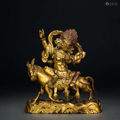 Qing Dynasty Gilt Bronze Statue of Tianmu