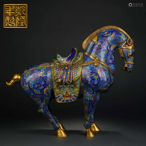 Qing Dynasty Cloisonne Horse Ornament