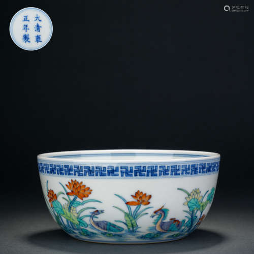 Qing Dynasty Doucai Swastika Pattern Flower and Bird Pattern...