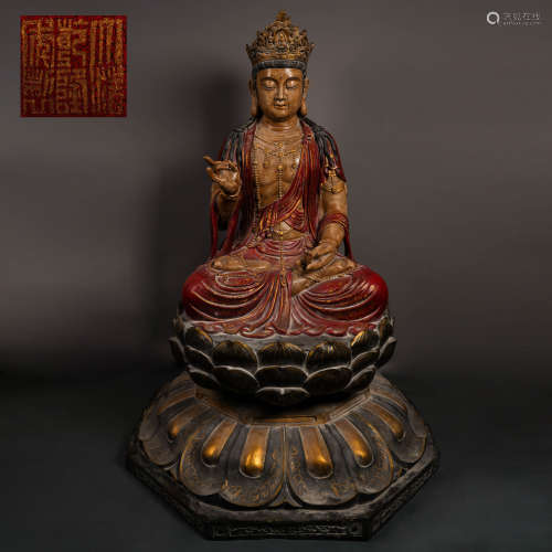 Clear lacquer gold painted seated Buddha