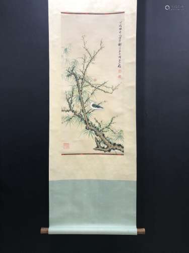 , Tian Shiguang paper flowers and birdsSize, x82.5 37.5 cm