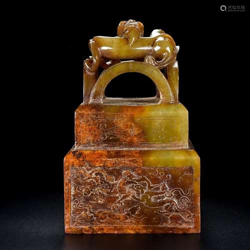 Treasures, and hetian jade panlong sealSize, 8 7.8 high wide...