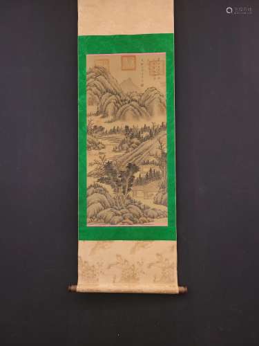 Heart, Wang Ximeng silk scroll landscape vertical paintingsS...