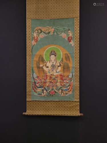 Sound bodhisattva, Ding Yunpeng old silk painting heartSize,...