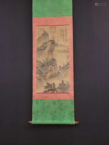 Heart, YuBi silk scroll landscape vertical paintingsSize, 41...
