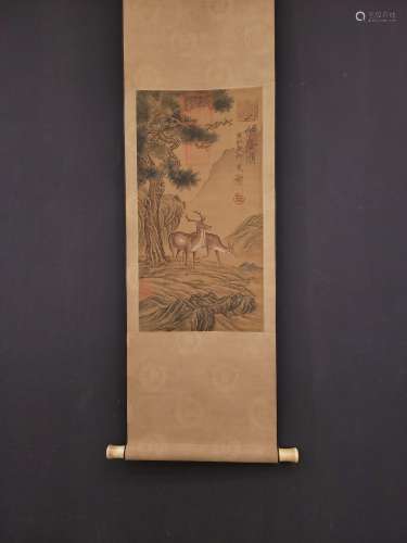 Six and smooth silk scroll painting heartSize, x65 33.7 cm