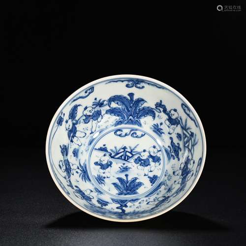 Chenghua's blue and white YingXiWen thin yellow glaze ca...