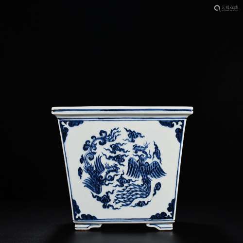 Blue and white grain square flowerpot 2400 19.5 * 21.8 cm
