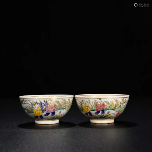 Colorful paint YingXiWen cup small bowl 4 cm * 8, 1500