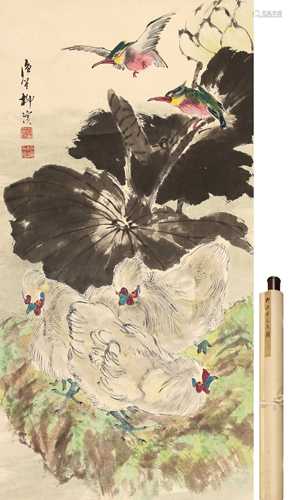 柳滨 花鸟 纸本设色立轴