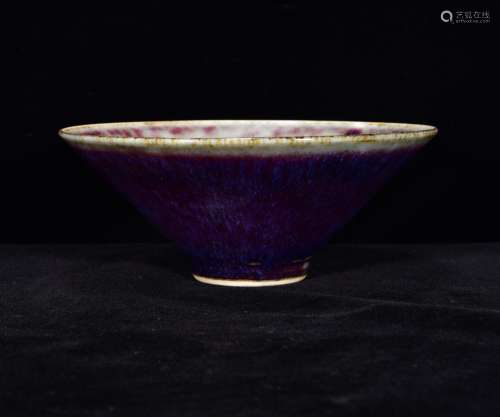 Ji red kiln carved hat to bowl 6.5 * 16