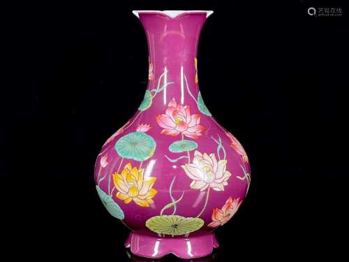 Carmine colored enamel 22/15 lotus pattern design