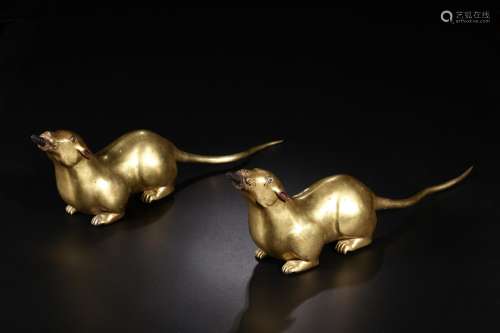 : copper and gold rat a pairSize: 11 cm long and 33.5 cm hig...