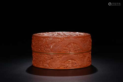 : red glaze porcelain carved kam to live lines cover boxSize...