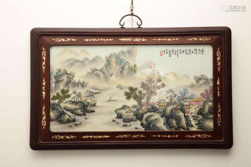 , Zou Guo fishing landscape painting porcelain plateSize: 67...