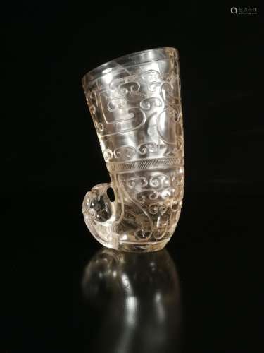 Pure natural crystal carving "chicken moire" cup f...
