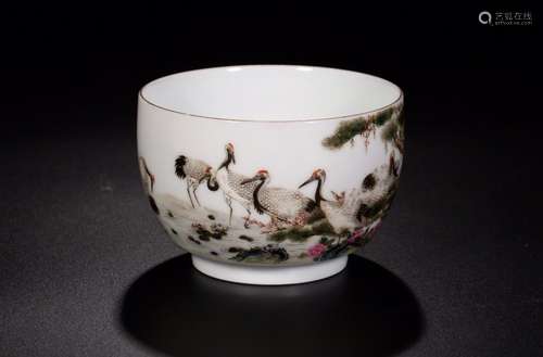 :emperorpastel crane ShouYanNian verse bowlSize: diameter 7....