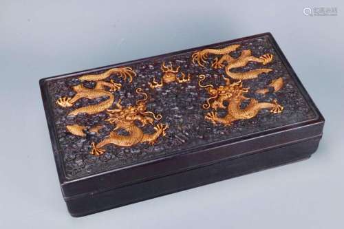 back: old annatto embedded boxwood "dragon playing pear...