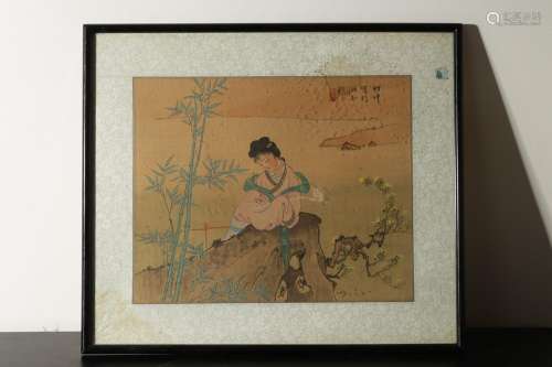 : color ladies small DouFang silk scrollSize: 42 x 36.5 cm p...