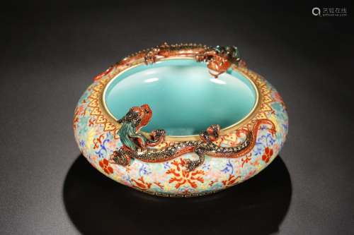 :emperorturquoise glazed colored enamel longnu ear writing b...