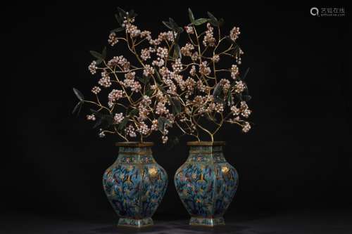 : wire inlay enamel pearl flower bottleSize: 70 cm tall;At t...