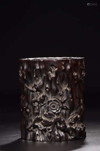 : rosewood carving plum brush potSize: 14.5 cm high, 11.8 cm...