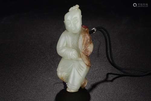 : hetian jade the ladSize: 3.5 * 2.5 * 8.2 ㎝, weighs 95.2 gT...