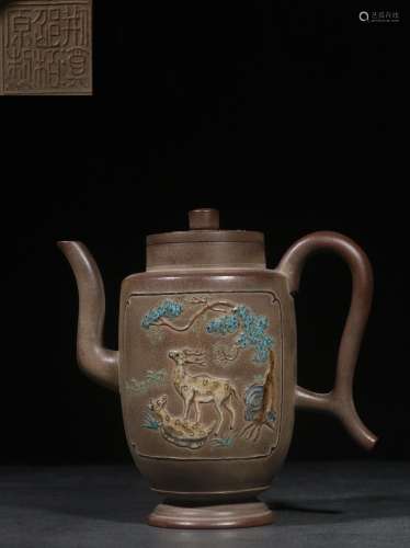 ."JingXi Shao Bai" handmade hanging glaze elk scen...