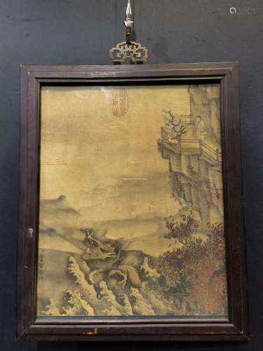 28 x35 Jin Tingbiao, old silk box. 5 cm