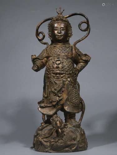 .Copper and gold casting WeiTuo bodhisattva stands resemble ...