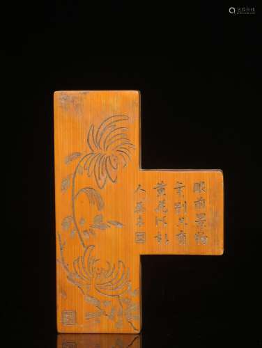 Chrysanthemums. dmade bamboo carving grain printing gauge (b...