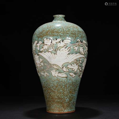 Yao variable glaze carving around branch grain mei bottles o...