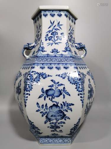 Blue-and-white porcelain fold branch flowers and grain like ...