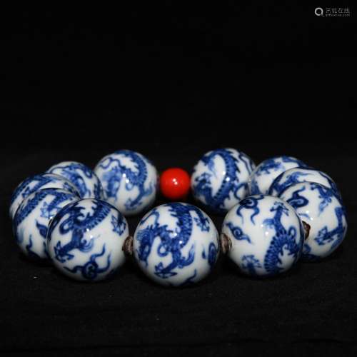 Blue and white dragon hand series, 3.1 cm high 3.1 cm in dia...