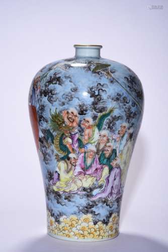 Pastel 18 characters plum bottle, 38.5 cm high, diameter of ...