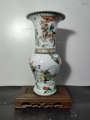 Flower vase with colorful stories of Peking Opera blues patt...