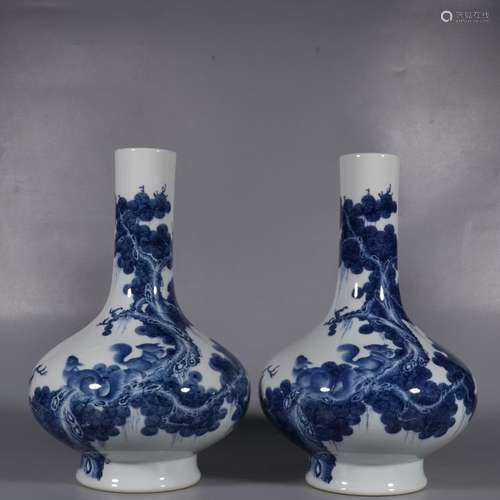 Blue and white ten thousand generations long figure flat bel...