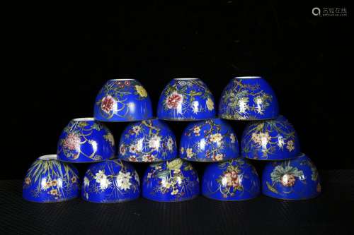British DuZao aram colored enamel colour twelve flora cup4.5...