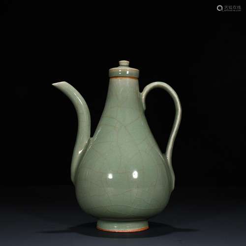Longquan celadon plum green glaze pear-shaped pot of 24 * 19...