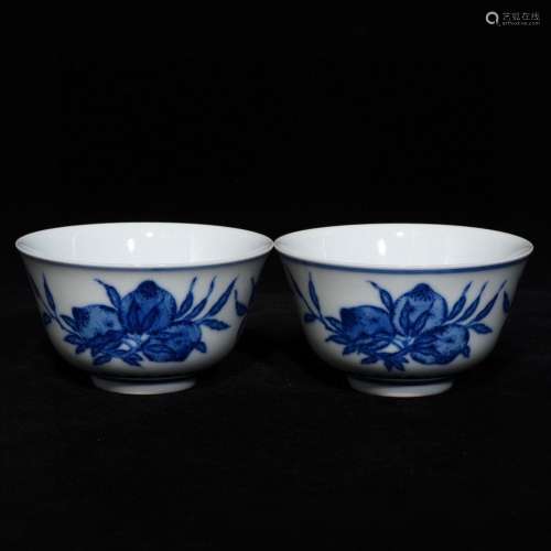 Blue and white three fruit grain cup, high caliber 9 5