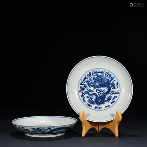 Blue and white dragon disc 4 cm * 18 8400